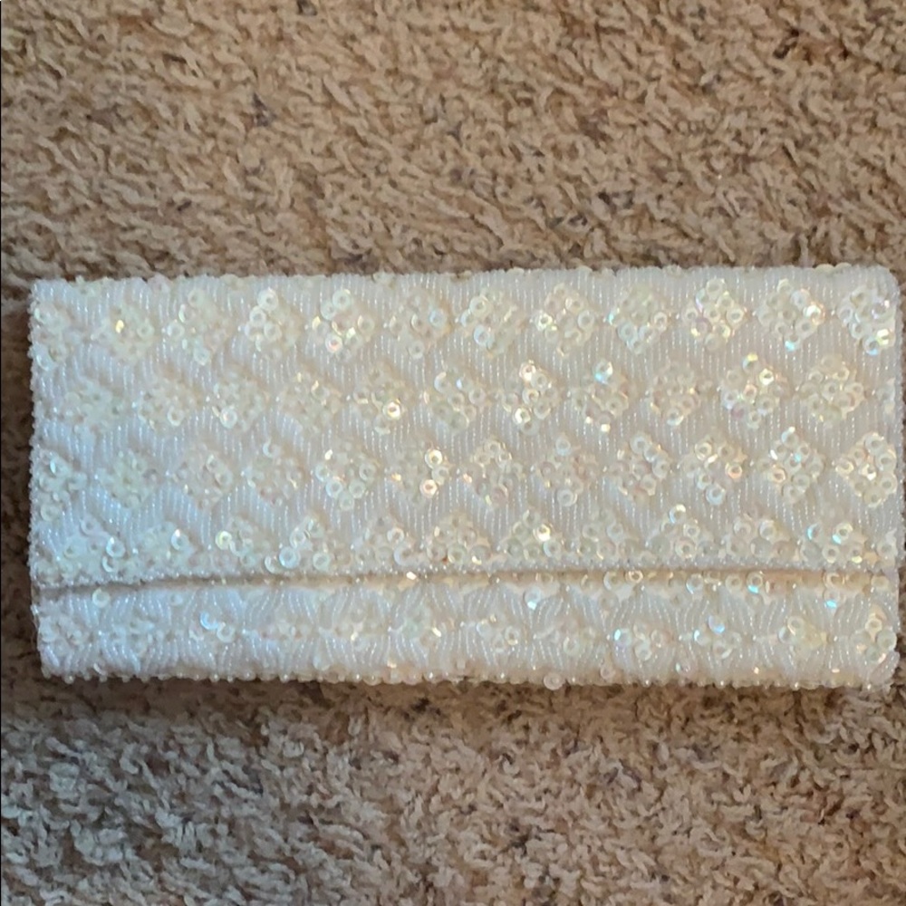 White beaded clutch